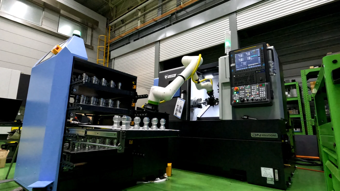Rows of production machines on a manufacturing floor